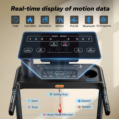 Foldable T12 Treadmill with Incline