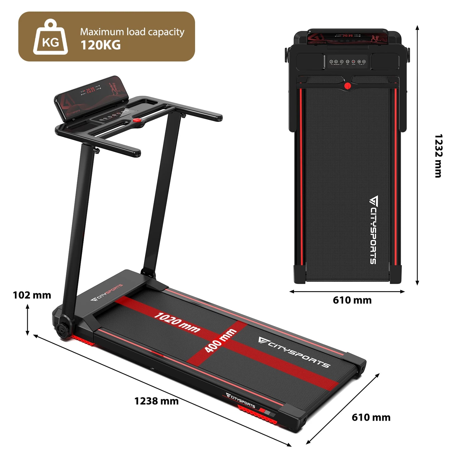 Portable 2-in-1 Folding Treadmill