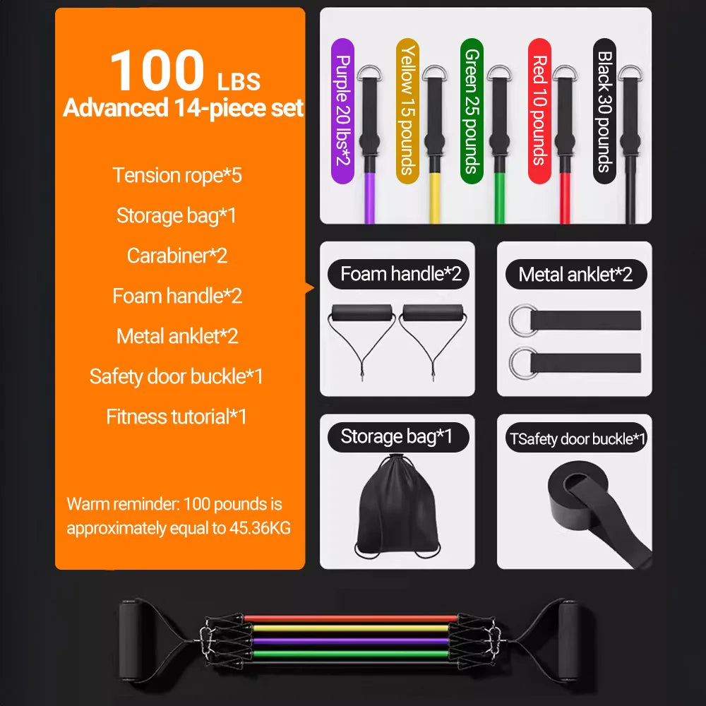 10-14pcs Resistance Bands Set