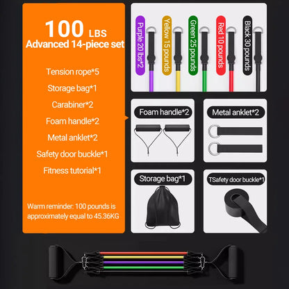 10-14pcs Resistance Bands Set