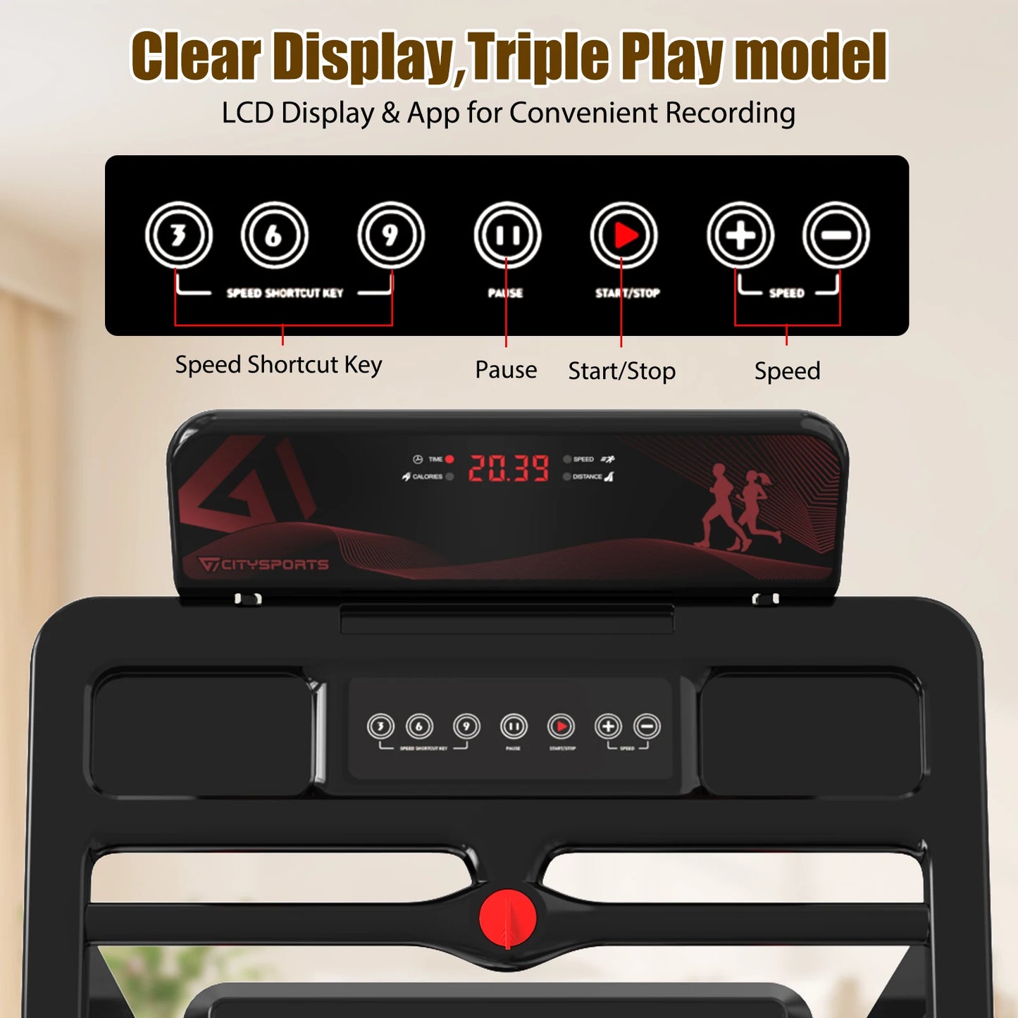 Portable 2-in-1 Folding Treadmill
