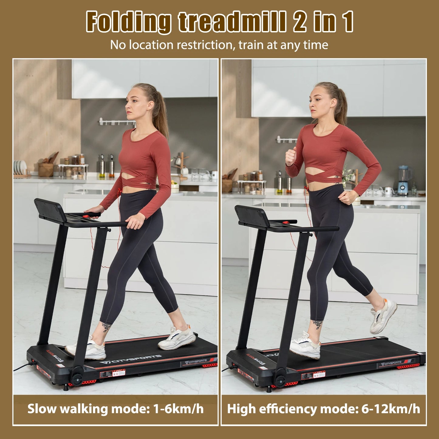 Portable 2-in-1 Folding Treadmill