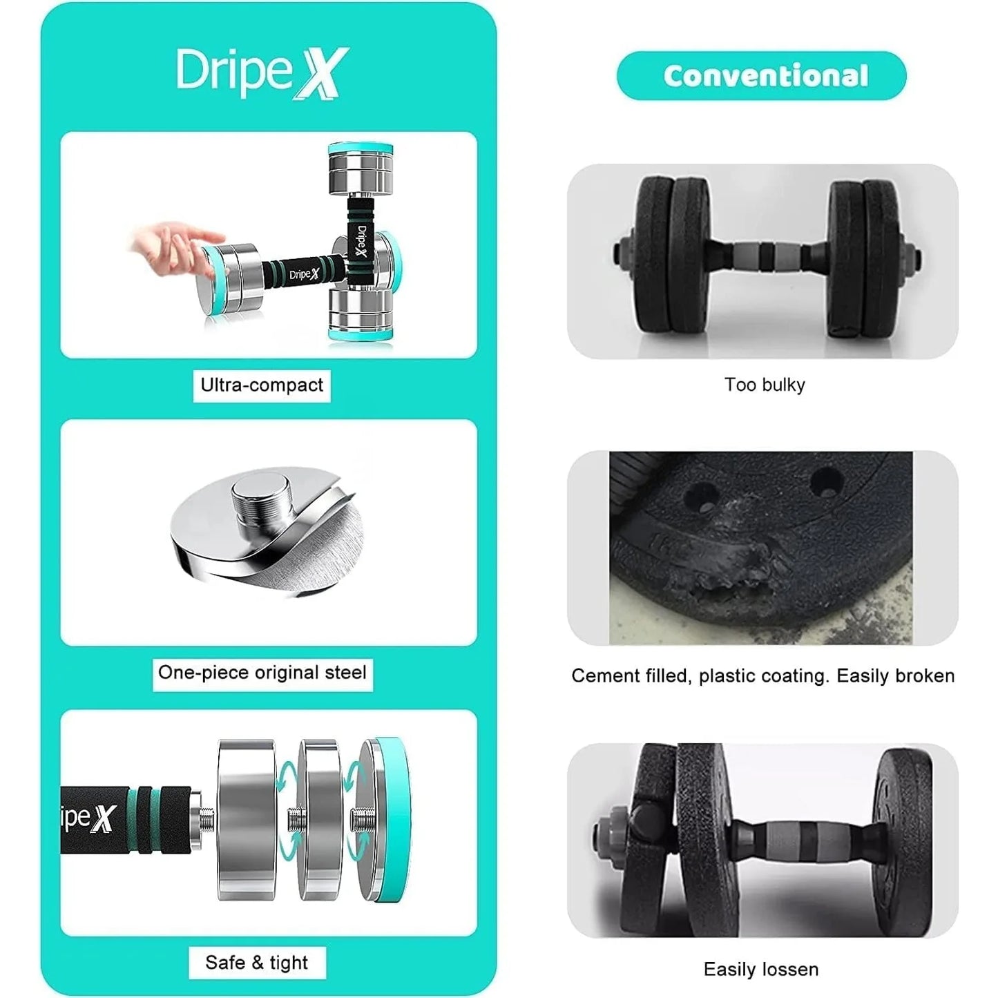 Steel Adjustable Dumbbells Set