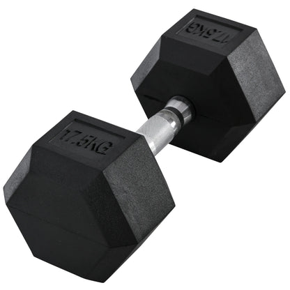 17.5KG Rubber Hex Dumbbell